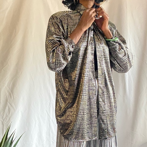Vintage metallic long sleeve blouse - Picture 7 of 13